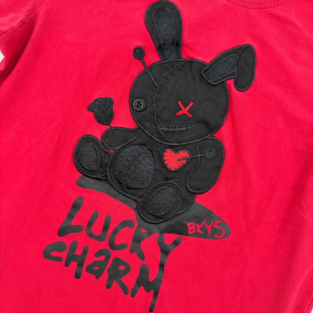 BKYS Lucky Charm Voodoo Bunny Graphic T-Shirt Mens Medium Red Short Sleeve Tee